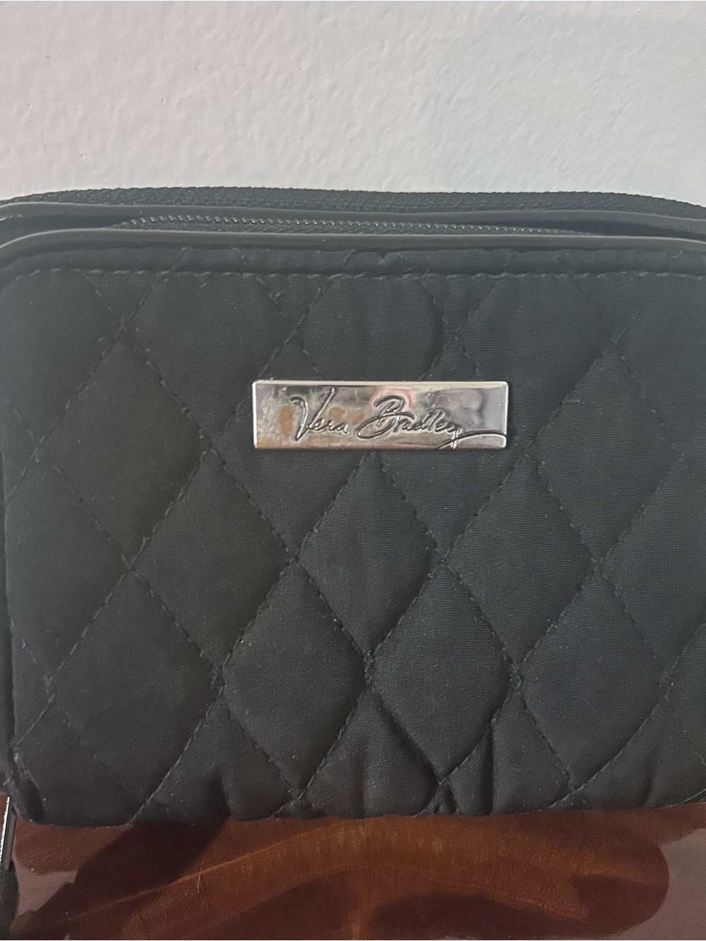 Vera Bradley Black Quilted Wristlet Crossbody Bag/Wristlet - Picture 3 of 10